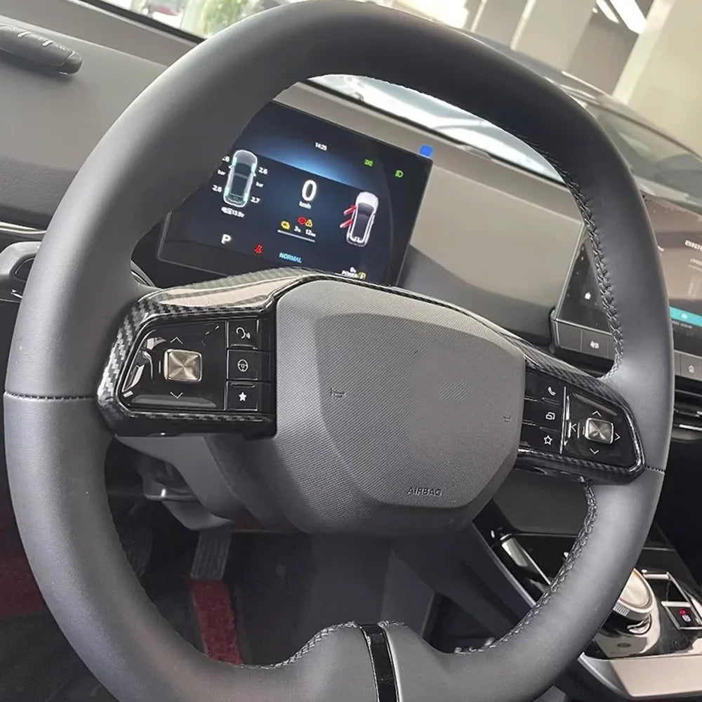 Carbon Fiber Car Steering Wheel Button Frame Trim for MG4 EV 2023 MG 4 MULAN image 2