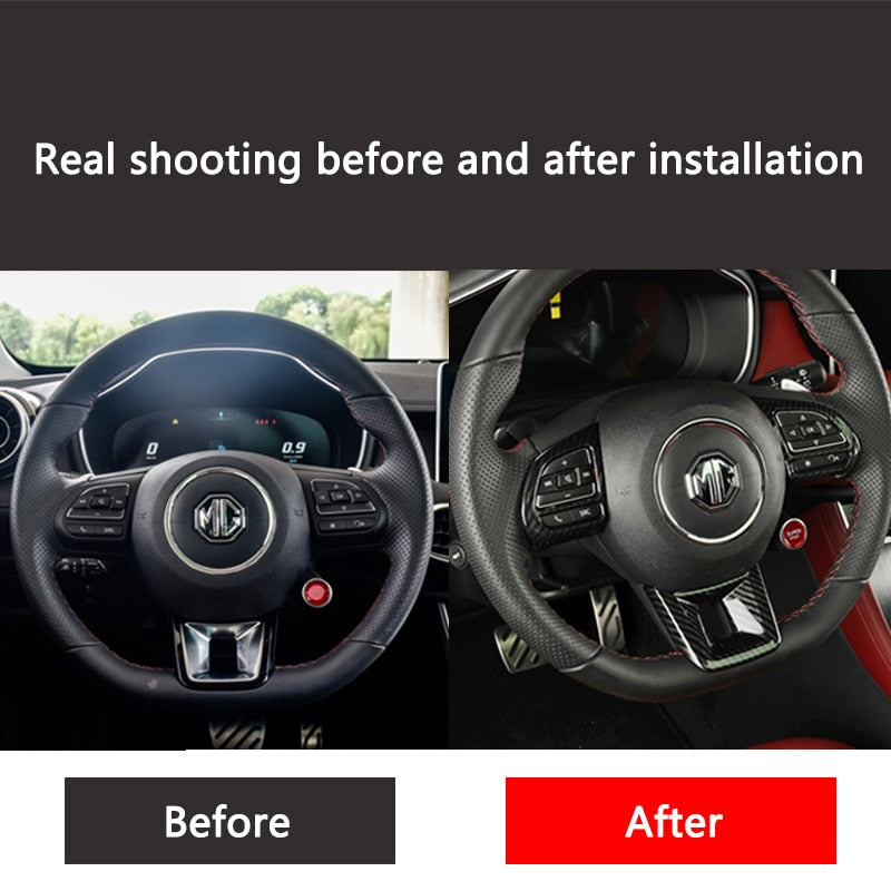 3X For MG HS 2018-2022 Car Stickers Steering Wheel Button Cover Interior Details Decoration Accessories image 1