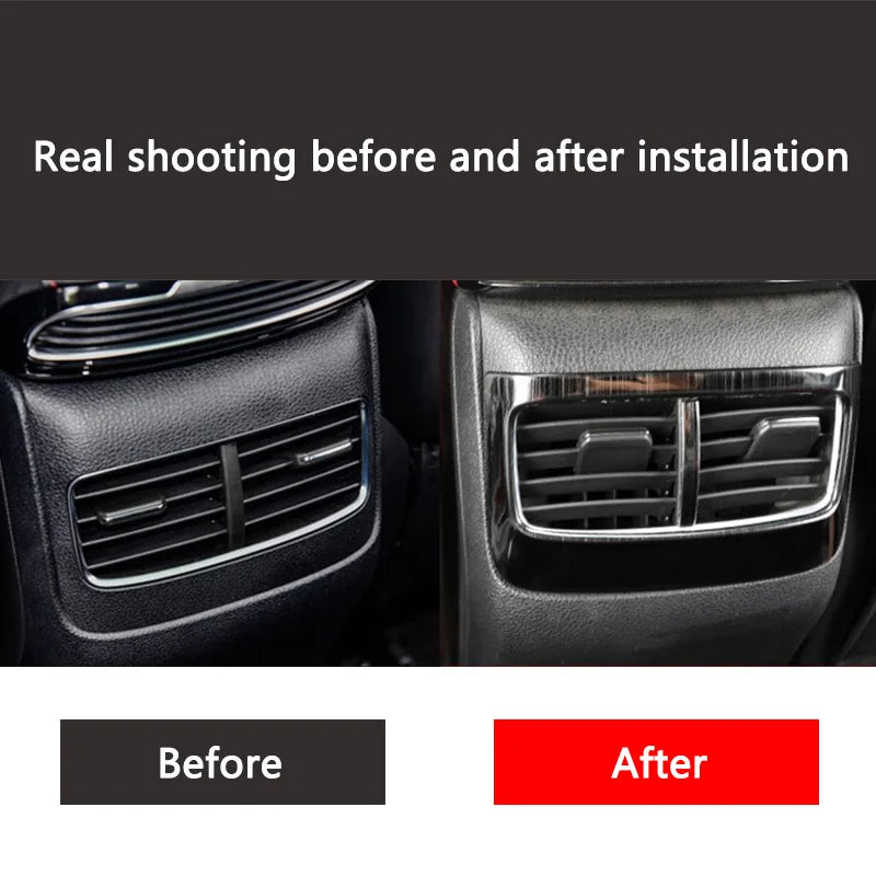 4X For MG HS 2018-2022 Car Air-conditioning outlet decoration frame Rear row USB decoration panel Stainless steel image 2