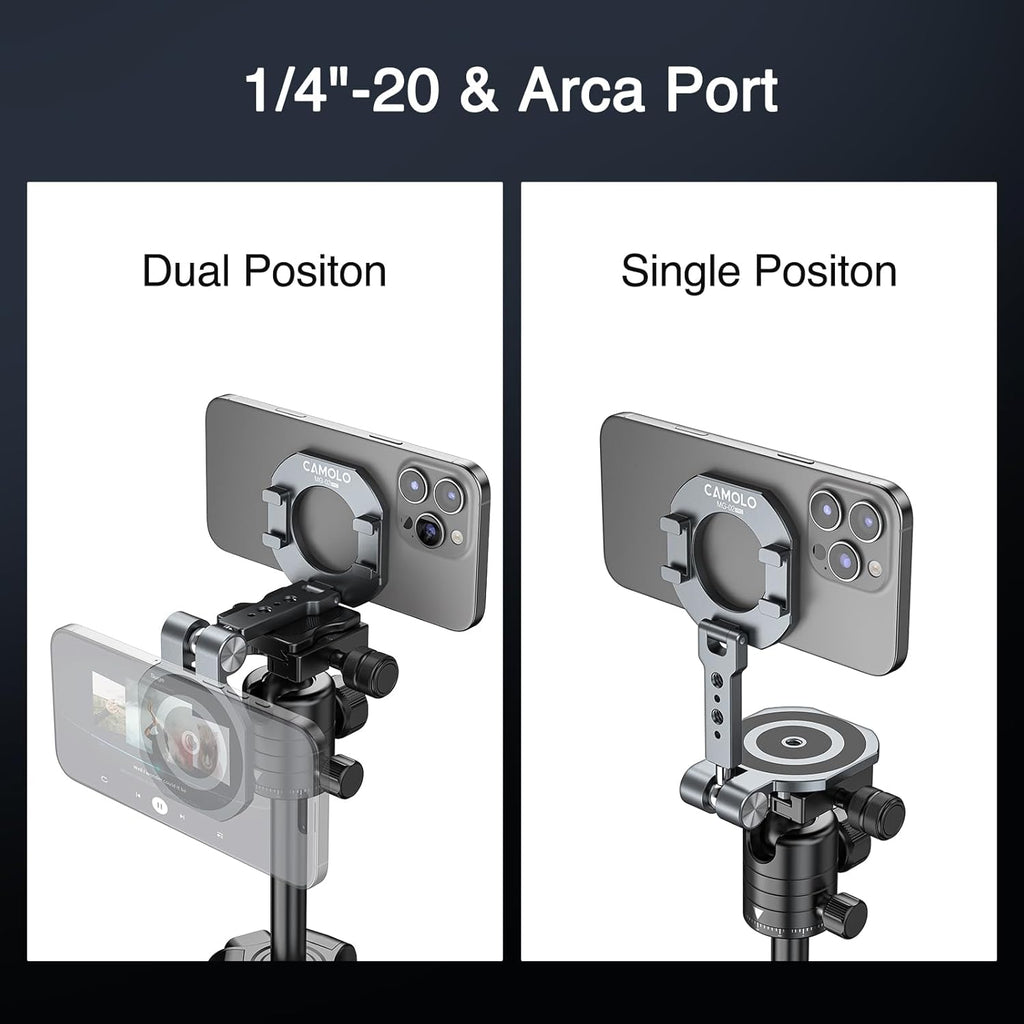 Dual Magnetic Phone Holder Compatiable with Magsafe for iPhone 16 15 14 13 12 Pro Max Plus Series, MG-02 Pro 1/4"-20 Tripod Mount, Gym Magnetic Phone Stand Travel image 5