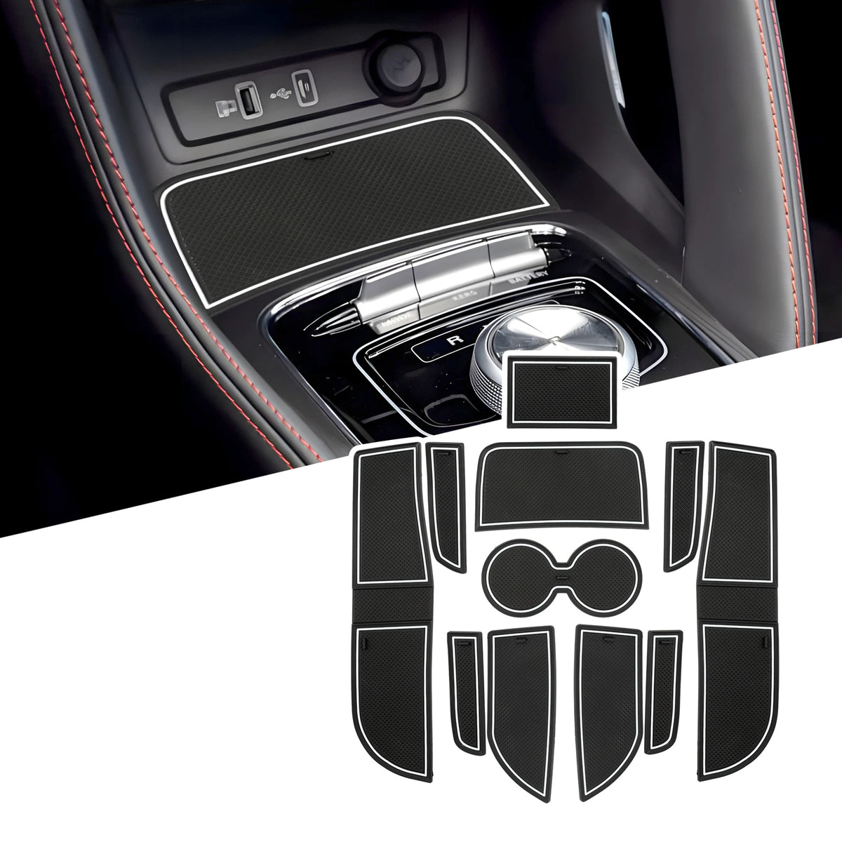 Door Groove Mat for MG ZS EV Facelift 2022 2023 2024 Car Anti-slip Mat Rubber Gate Slot Pads - White image