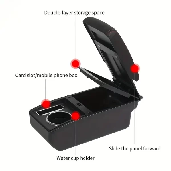 For MG ZS/for MG Astor - Center Console Storage Box with Cup Holder and Phone Slots, Easy Installation, Durable ABS Material, Modern Upgrade Accessory, Storage Box for Phon - Image 4
