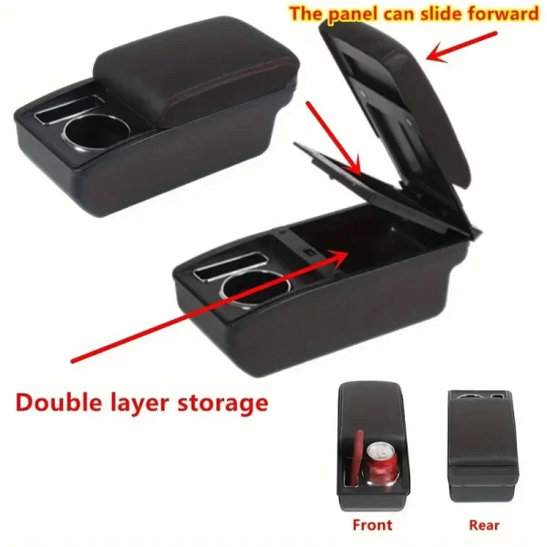 for MG ZS/Astor Fit Armrest Storage Box with Dual Compartments, Front Cup Holder & Phone Slot - Easy Install, Durable ABS Material, Black Design for Enhanced Organization - Image 5